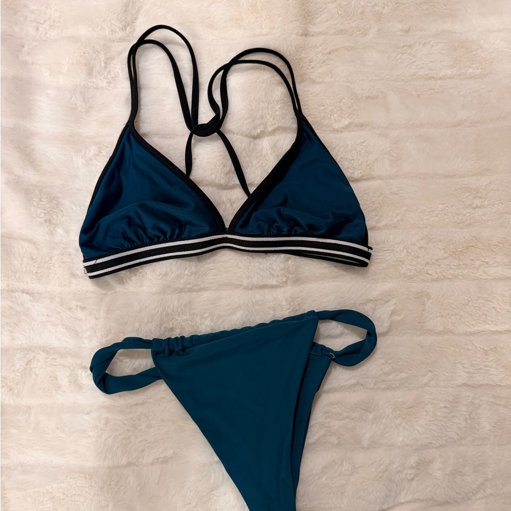 Xhilaration Teal Bikini Set with Black Trim
